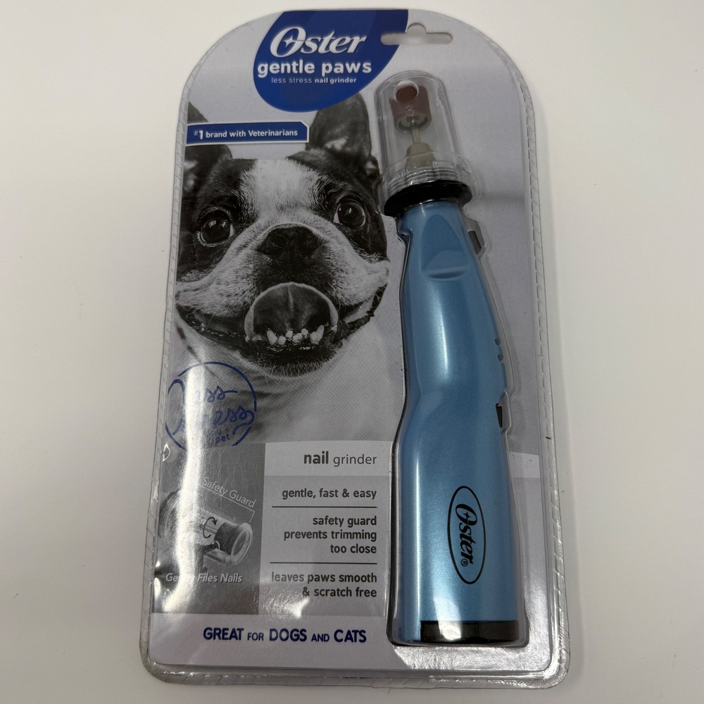 Oster Gentle Paws Less Stress Pet Nail Grinder Blue Cordless 2-Speed Manicure